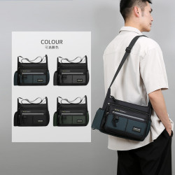 日韓新款斜後後背包男休閒男包父親單肩包通勤後後背包大容量郵差男士橫款