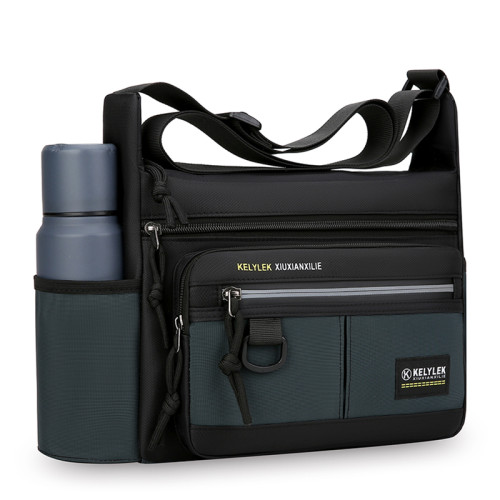 日韓新款斜後後背包男休閒男包父親單肩包通勤後後背包大容量郵差男士橫款