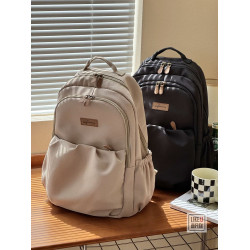 原創自製日韓簡約拉鍊加厚電腦雙肩後後背包大學高中書包校園通勤書包