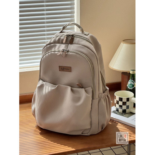 原創自製日韓簡約拉鍊加厚電腦雙肩後後背包大學高中書包校園通勤書包