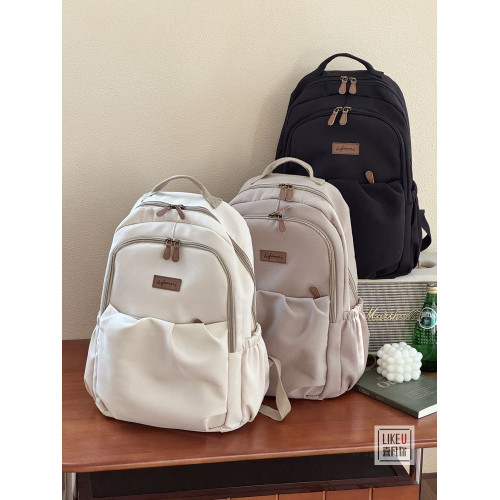 原創自製日韓簡約拉鍊加厚電腦雙肩後後背包大學高中書包校園通勤書包