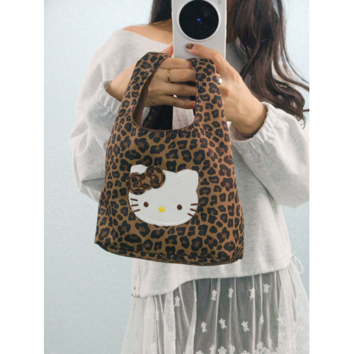 韓系可愛卡通貓咪刺綉帆布包女手提包可攜式收納通勤包托特包收納包