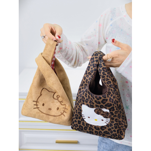 韓系可愛卡通貓咪刺綉帆布包女手提包可攜式收納通勤包托特包收納包