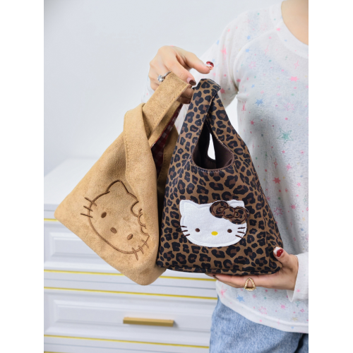 韓系可愛卡通貓咪刺綉帆布包女手提包可攜式收納通勤包托特包收納包