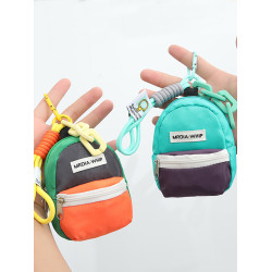 迷你小書包耳機收納包鑰匙釦零錢口紅證件收納包多巴胺包包掛件