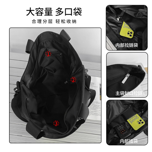 大容量斜後後背包男潮牌單肩包大學生上課手提包休閒電腦包時尚托特包