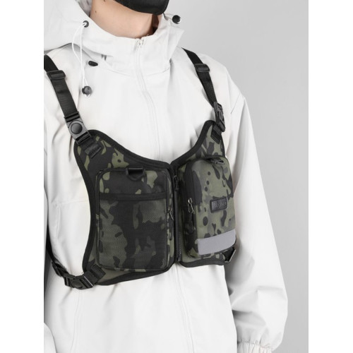 新款戶外運動騎行後後背包 牛津布迷彩夜跑包 街頭潮牌胸包