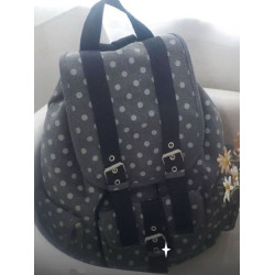 newjeans同款韓國小衆設計復古日系波點口袋雙肩包大容量棉休閒包