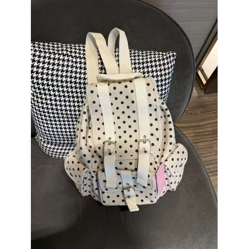 newjeans同款韓國小衆設計復古日系波點口袋雙肩包大容量棉休閒包 newjeans同款韓國小衆設計復古日系波點口袋雙肩包大容量棉休閒包