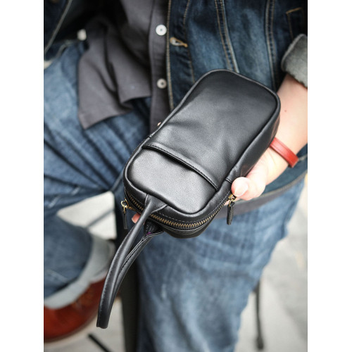 2023新款男士手拿包軟牛皮商務大容量手拎包男款簡約真皮手機包小