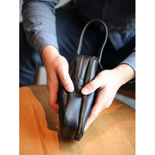 2023新款男士手拿包軟牛皮商務大容量手拎包男款簡約真皮手機包小