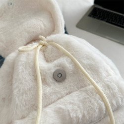 可愛毛絨卡通雙肩包女生迷你大容量繙蓋旅行休閒小後後背包百搭潮包包