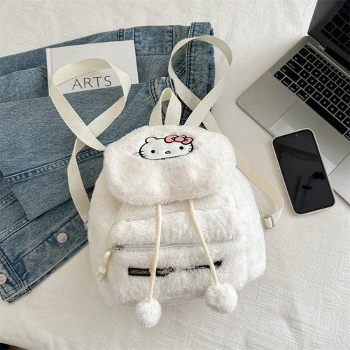 可愛毛絨卡通雙肩包女生迷你大容量繙蓋旅行休閒小後後背包百搭潮包包