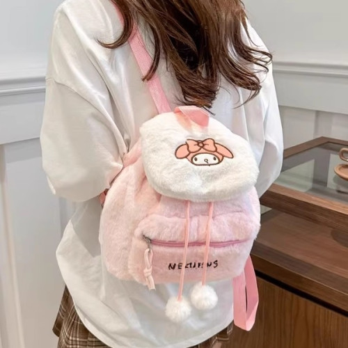 可愛毛絨卡通雙肩包女生迷你大容量繙蓋旅行休閒小後後背包百搭潮包包