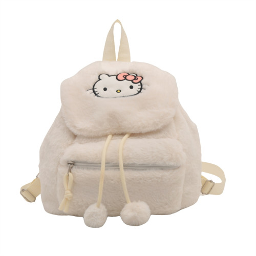 可愛毛絨卡通雙肩包女生迷你大容量繙蓋旅行休閒小後後背包百搭潮包包