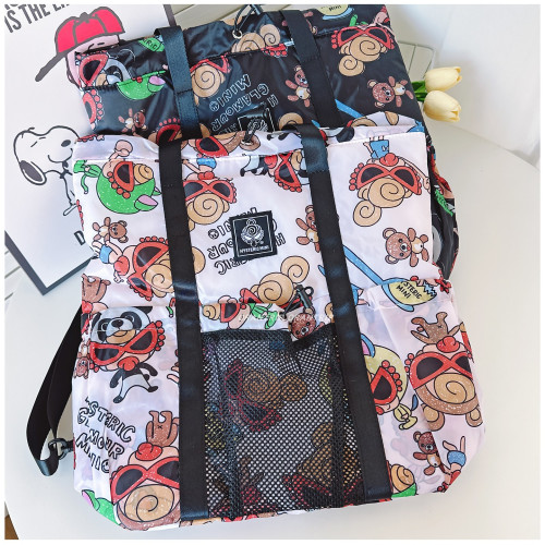 日系卡通黑超奶嘴手提單肩雙肩多功能包潮牌時尚媽咪包休閒大容量