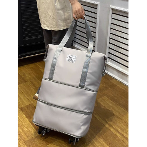 旅行袋女超大容量手提行李袋帶滑輪萬向輪折曡待産短途出差收納包