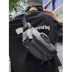 日系原宿多功能機能工裝風胸包女戶外運動腰包男簡約單肩斜後後背包