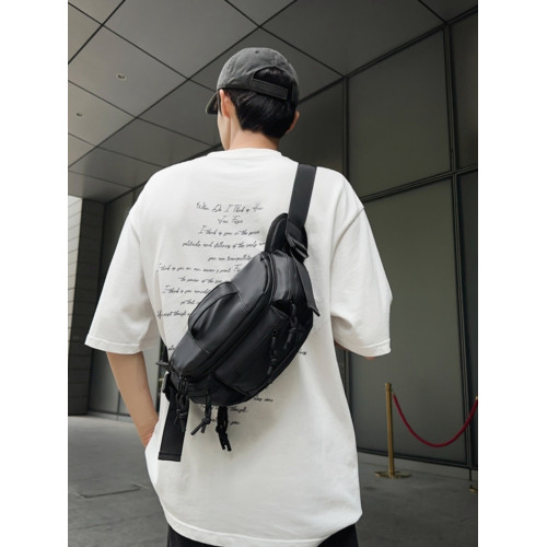 日系原宿多功能機能工裝風胸包女戶外運動腰包男簡約單肩斜後後背包