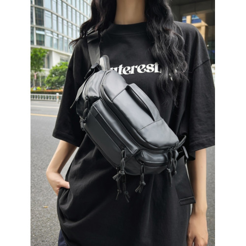 日系原宿多功能機能工裝風胸包女戶外運動腰包男簡約單肩斜後後背包