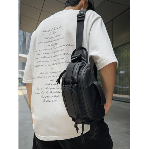 日系原宿多功能機能工裝風胸包女戶外運動腰包男簡約單肩斜後後背包