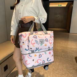 大容量短途出差行李袋健身包高顔值可拆卸萬向輪旅行包登機收納包