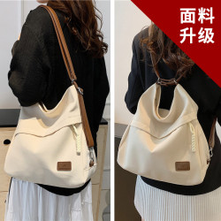 一包三用托特包後後背包女新款可雙肩單肩斜背帆布包通勤大容量多功能