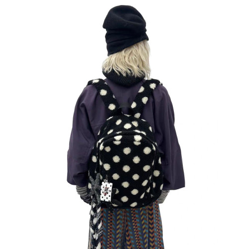 高顔值毛絨加厚簡約波點可愛星星大容量書包通勤輕便雙肩包後後背包