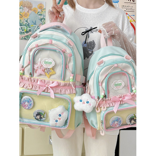 日系ins新款透明痛包雙肩包學生大容量卡通可愛小學生初中生書包 日系ins新款透明痛包雙肩包學生大容量卡通可愛小學生初中生書包