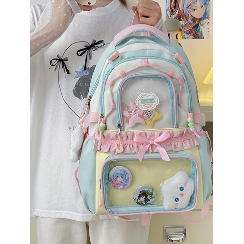 日系ins新款透明痛包雙肩包學生大容量卡通可愛小學生初中生書包 日系ins新款透明痛包雙肩包學生大容量卡通可愛小學生初中生書包