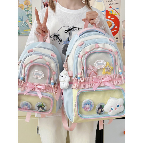 日系ins新款透明痛包雙肩包學生大容量卡通可愛小學生初中生書包 日系ins新款透明痛包雙肩包學生大容量卡通可愛小學生初中生書包