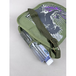 出口！lotto動漫印花斜後後背包軍綠撞色帆布包時尚個性潮流挎包