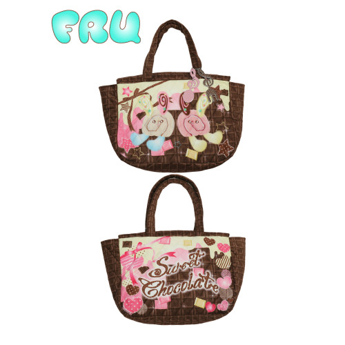 frufru咕嚕商店 天使甜點屋 秋冬原創大容量單肩巧克力雙面絎棉包 frufru咕嚕商店 天使甜點屋 秋冬原創大容量單肩巧克力雙面絎棉包