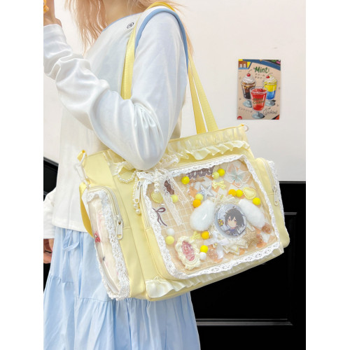 二次元穀子透明斜後後背包日系ins學院大容量托特包吧唧紥板痛包娃包