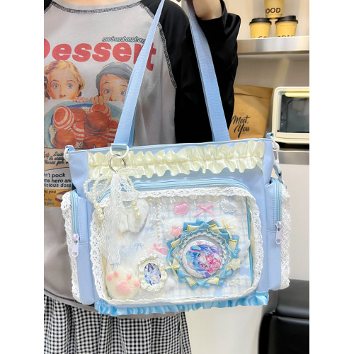 二次元穀子透明斜後後背包日系ins學院大容量托特包吧唧紥板痛包娃包