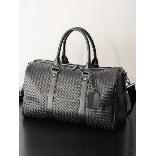 旅行包男新款歐美大容量手工編織行李袋商務出差手提單肩包健身包