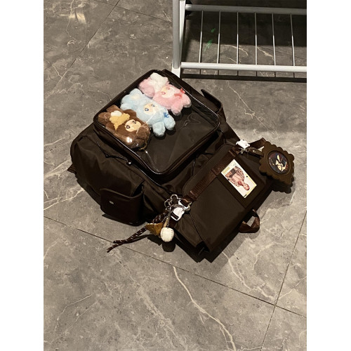 錢一波痛包｜巧克力棕15cm娃穀兩用學院風追星大食量雙肩日常後後背包