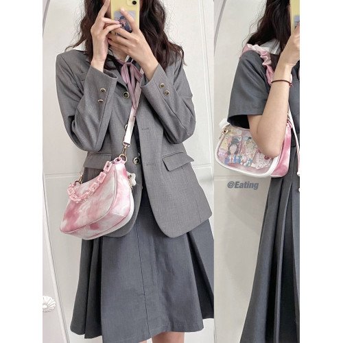 Seraphim原創水墨痛 日常甜美Lolita單肩斜背褶皺腋下痛包小食量