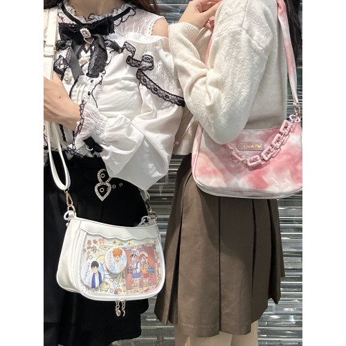 Seraphim原創水墨痛 日常甜美Lolita單肩斜背褶皺腋下痛包小食量