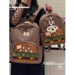 大橘貓韓國小衆設計漢堡可愛萌個性女大學生輕便旅行外出雙肩後後背包