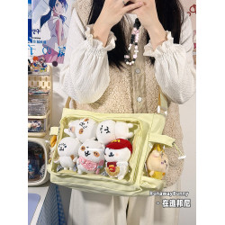 原創日常基礎款透明穀子吧唧痛包校園百搭10cm15cm娃包二次元斜背