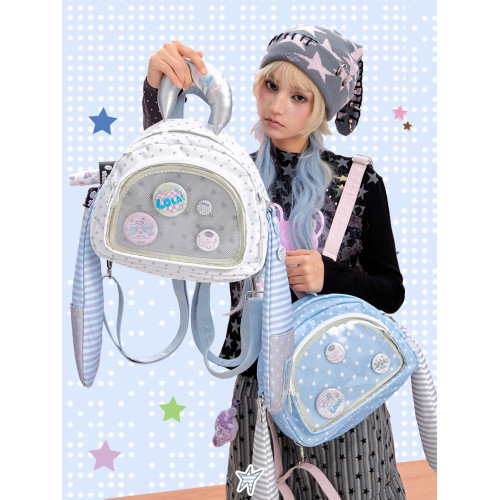 LOLA DESIGN修狗雙肩痛包 二次元吧唧後後背包女曬娃漫展學生穀子書包
