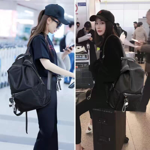 大容量雙肩包女2025新款休閒防水牛津布旅行後後背包書包電腦包登山包
