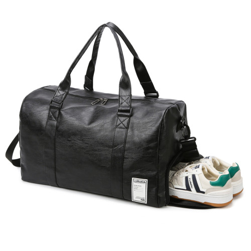 旅行包男款大容量斜背手提皮質防水行李包女高級感運動遊泳健身包