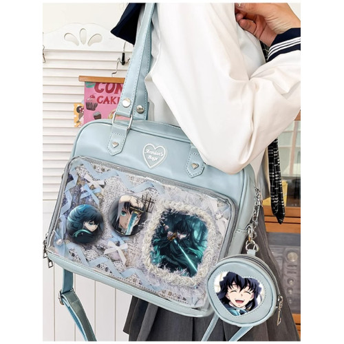 時透無一郎吧唧穀子痛包材料包紥板手提包單肩斜後後背包日系照片徽章