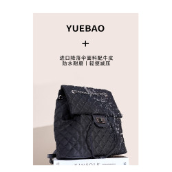 原創小衆後後背包女旅遊抽繩雙肩包新款設計感小衆鏈條菱格包尼龍布包