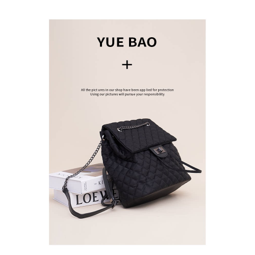 原創小衆後後背包女旅遊抽繩雙肩包新款設計感小衆鏈條菱格包尼龍布包