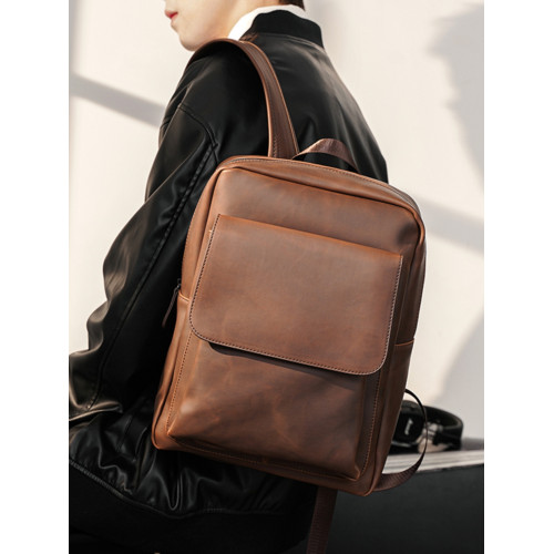 復古雙肩包男包潮牌休閒青年後後背包韓版簡約時尚旅行包竪款純色包包