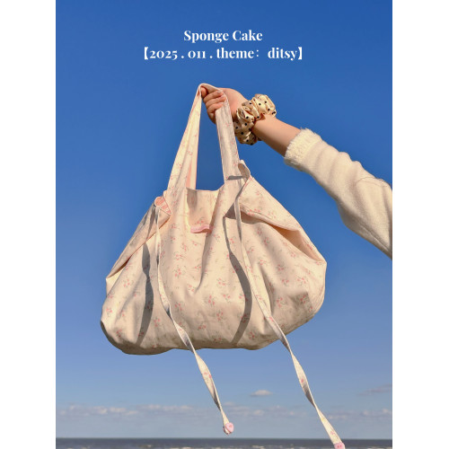 [Sponge Cake]奶油碎花. 原創自製雙面背2ways手作托特包超大容量
