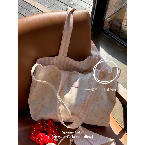 [Sponge Cake]奶油碎花. 原創自製雙面背2ways手作托特包超大容量